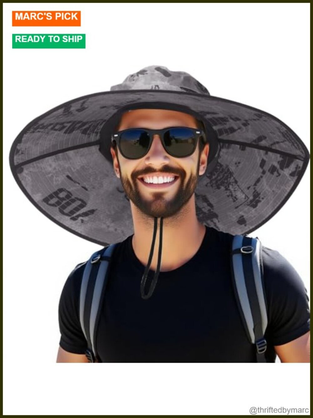 UPF 50+ Waterproof Wide Brim Bucket Hat for Hiking Camping
